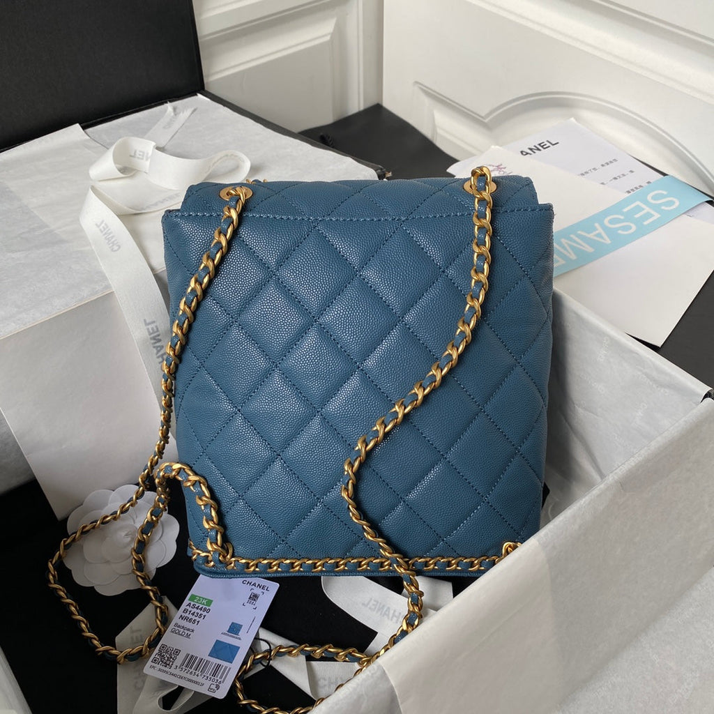 Chanel Small Flap Bag AS4490 Calfskin Blue