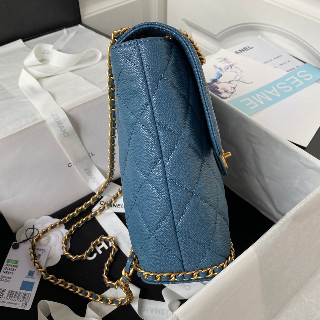 Chanel Small Flap Bag AS4490 Calfskin Blue