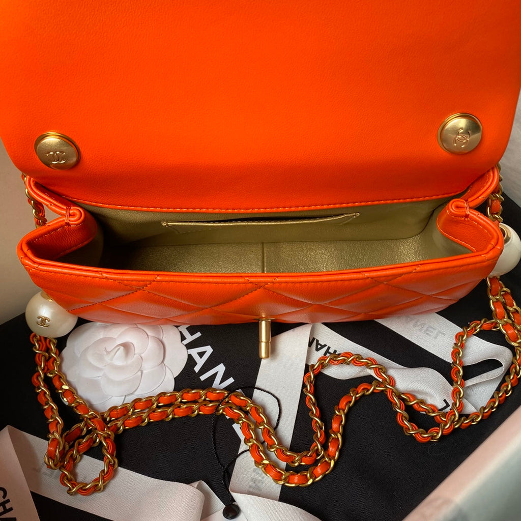 Chanel Small Flap bag AS4861 Orange Lambskin