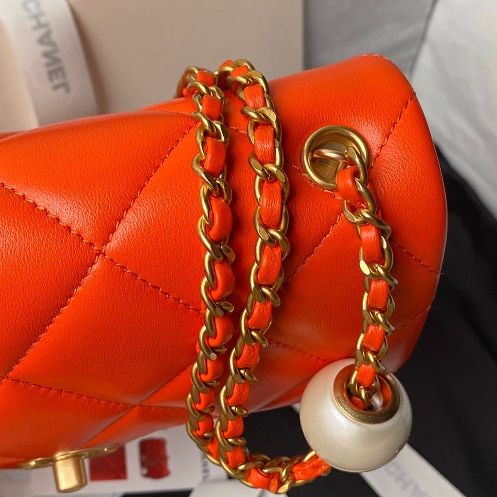 Chanel Small Flap bag AS4861 Orange Lambskin