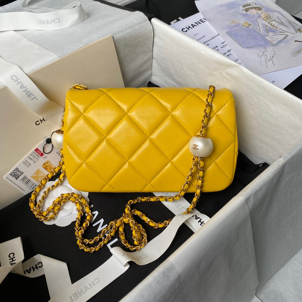 Chanel Small Flap bag AS4861 Yellow Lambskin