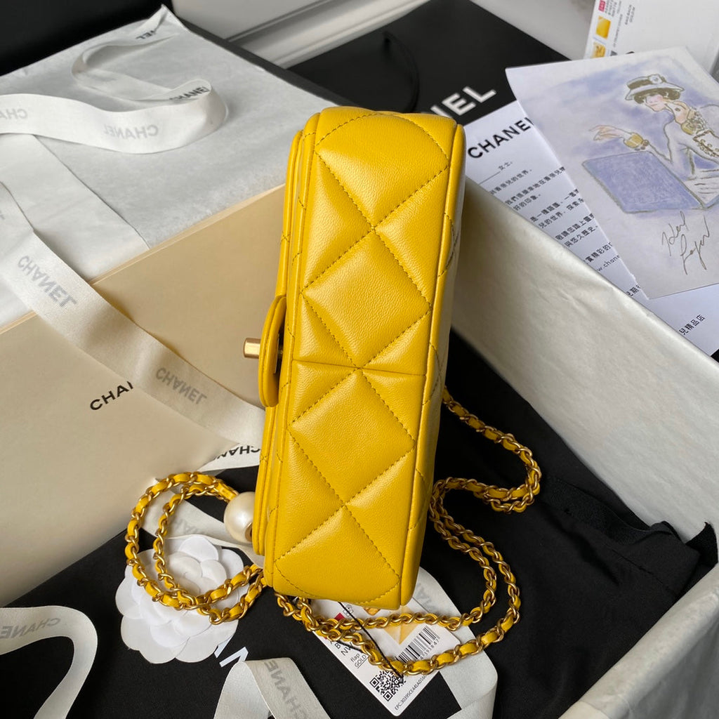 Chanel Small Flap bag AS4861 Yellow Lambskin