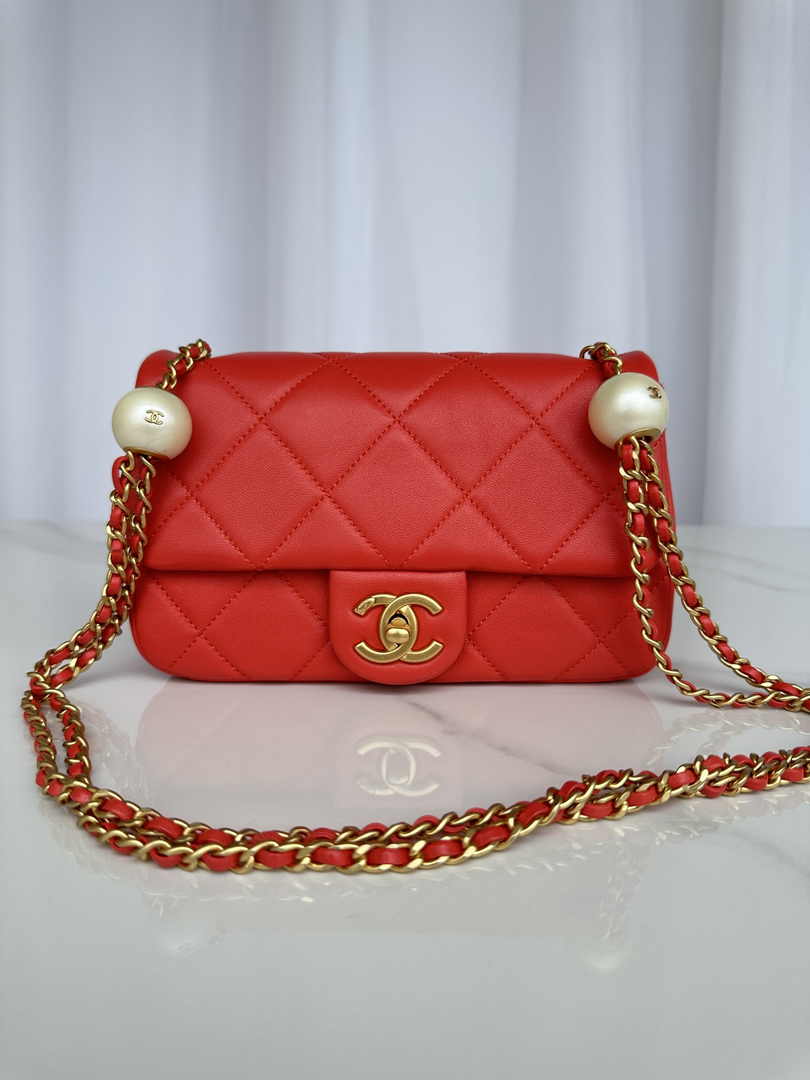 Chanel Small Flap bag AS4861 Red Lambskin