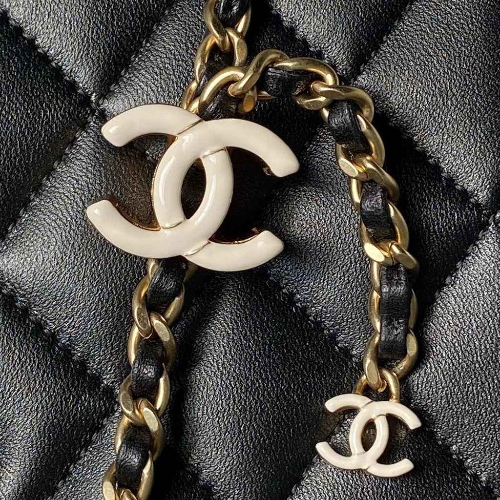 Chanel Small flap bag, As4967 black shiny lambskin