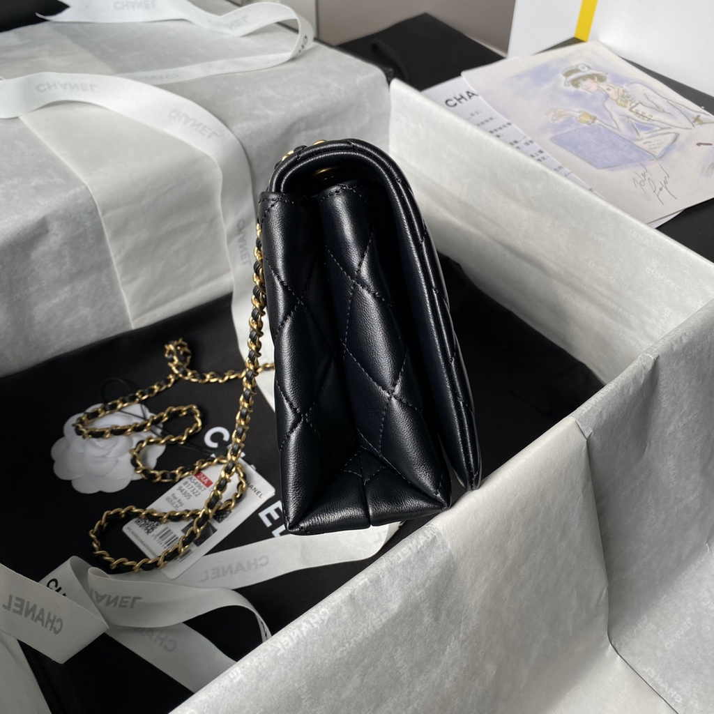 Chanel Small flap bag, As4967 black shiny lambskin