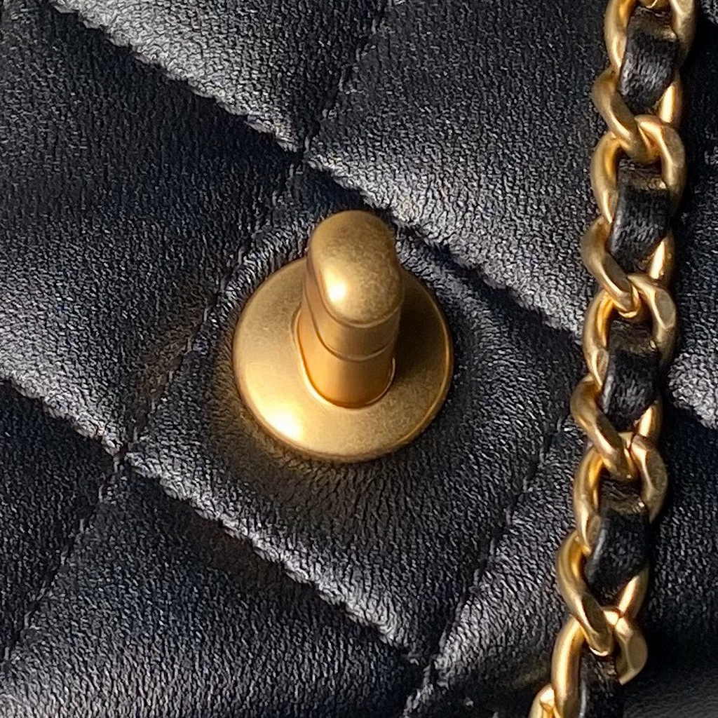 Chanel Small flap bag, As4967 black shiny lambskin