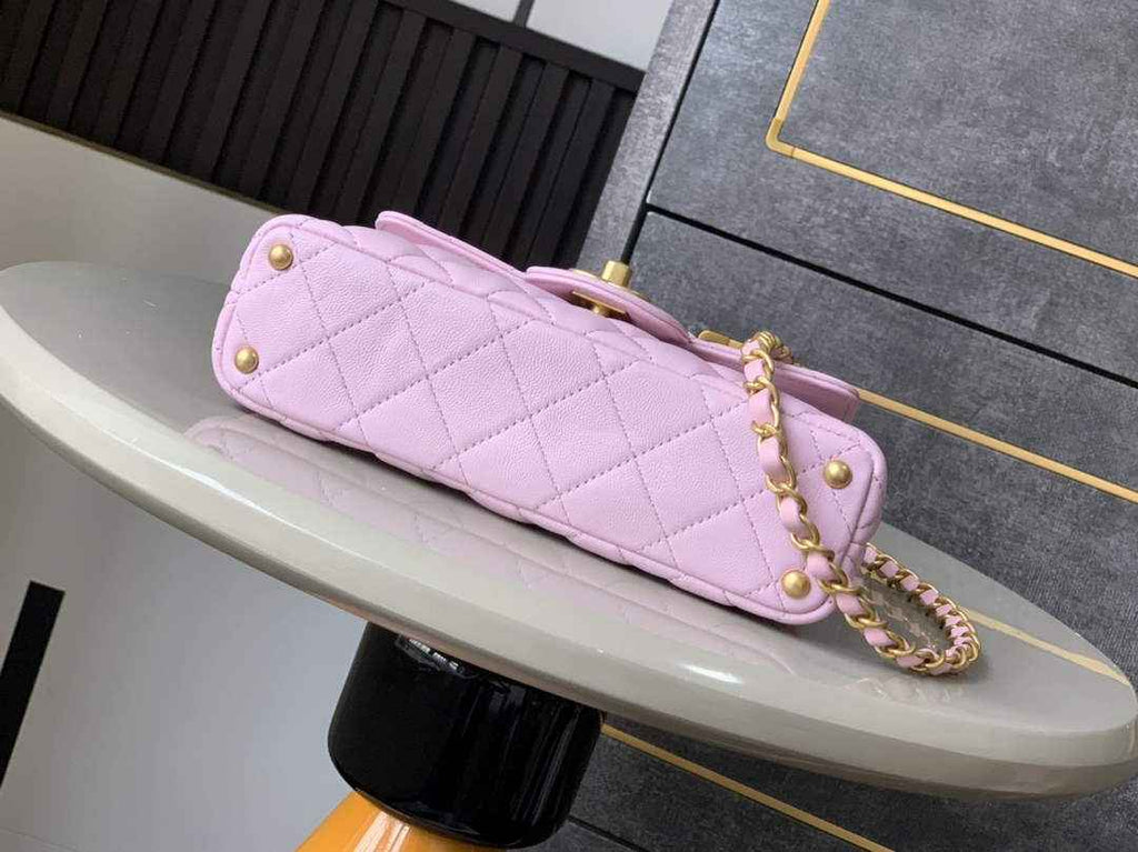 Chanel small flap bag with top handle, AS5355, Pink lambskin