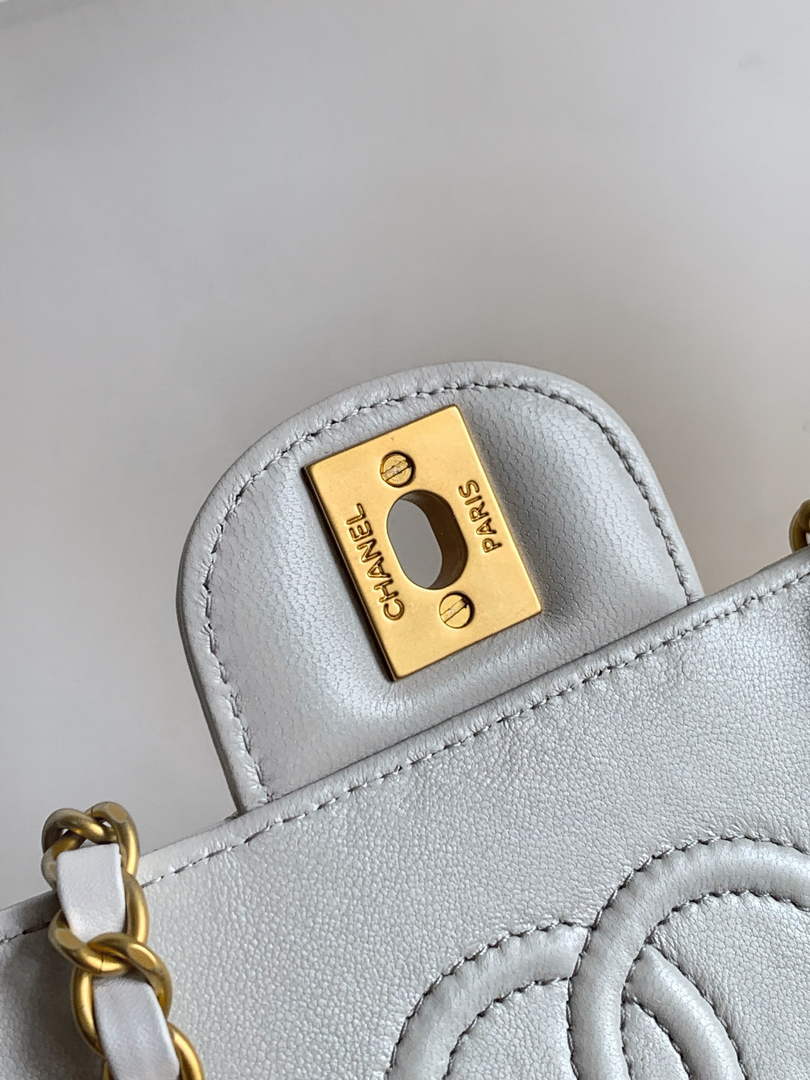 Chanel small flap bag with top handle, AS5355, Gray lambskin