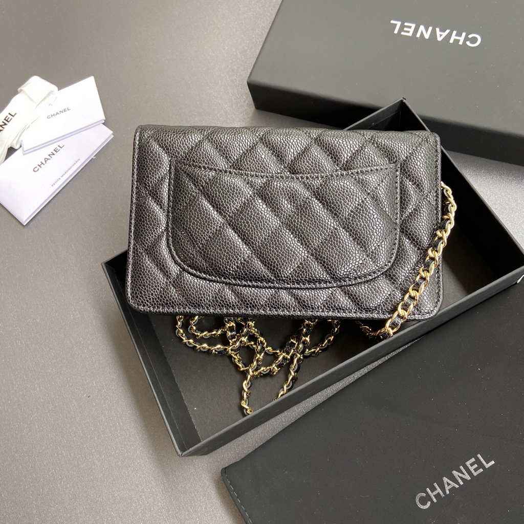 Chanel Small flap wallet, AP2053 black calfskin gold
