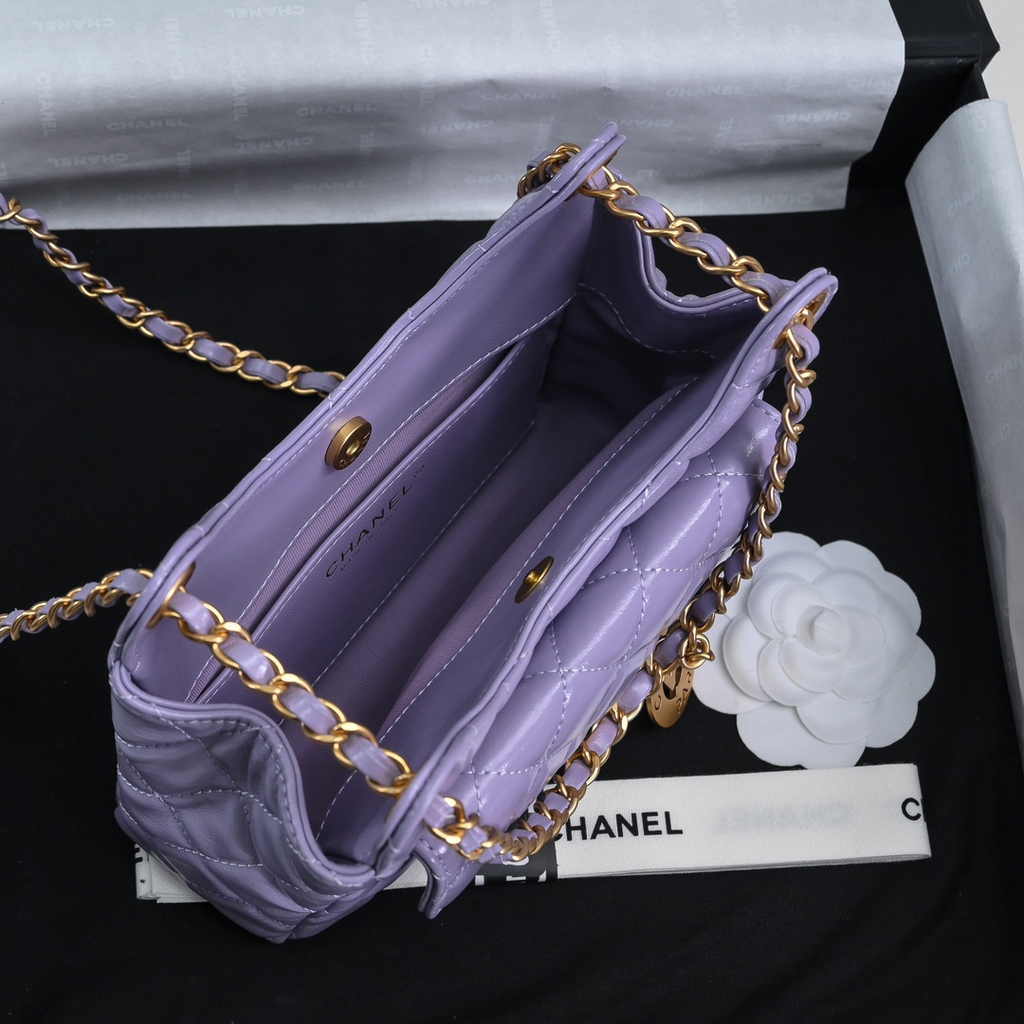 Chanel small hobo bag, AS4323 shiny crumpled calfskin purple