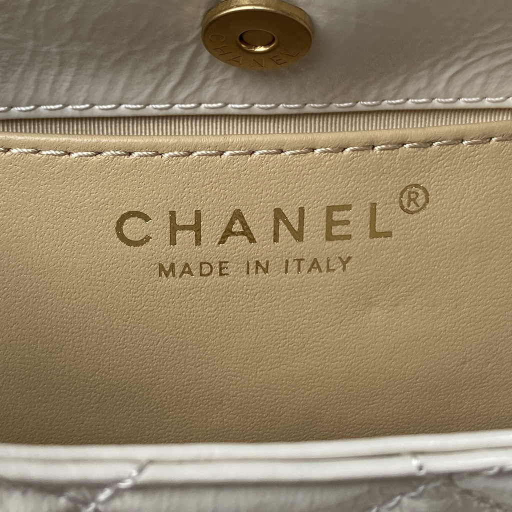 Chanel small hobo bag, AS4323 calfskin white