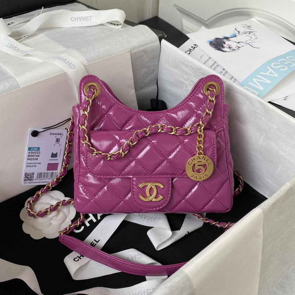 Chanel small hobo bag, AS4323 calfskin purple