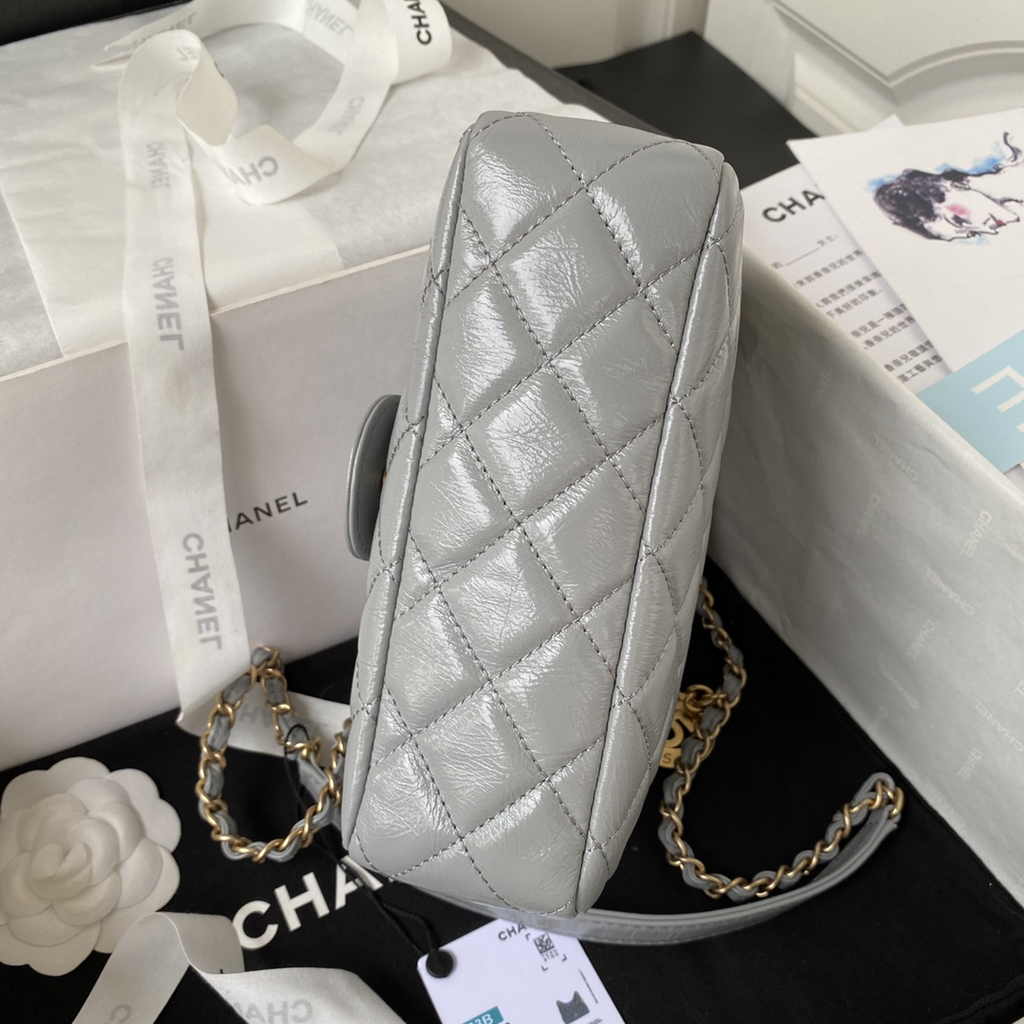 Chanel small hobo bag, AS4323 calfskin gray