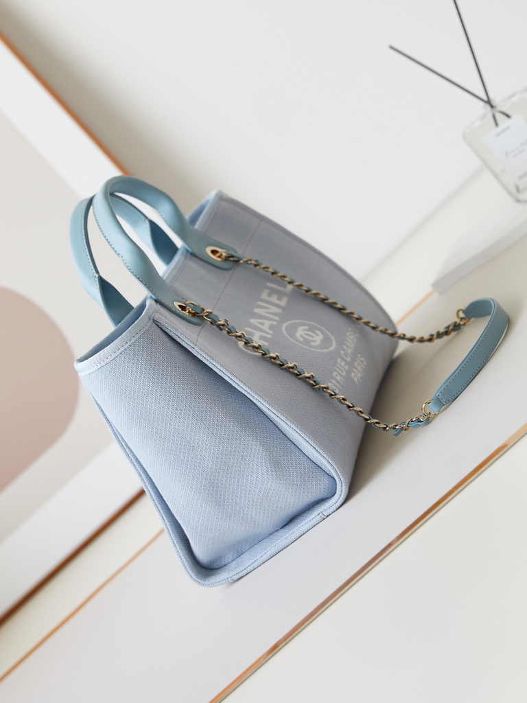Chanel small shopping bag, AS3257 mixed fibers blue