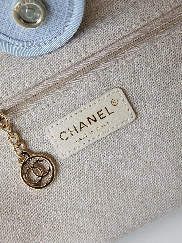 Chanel small shopping bag, AS3257 mixed fibers blue