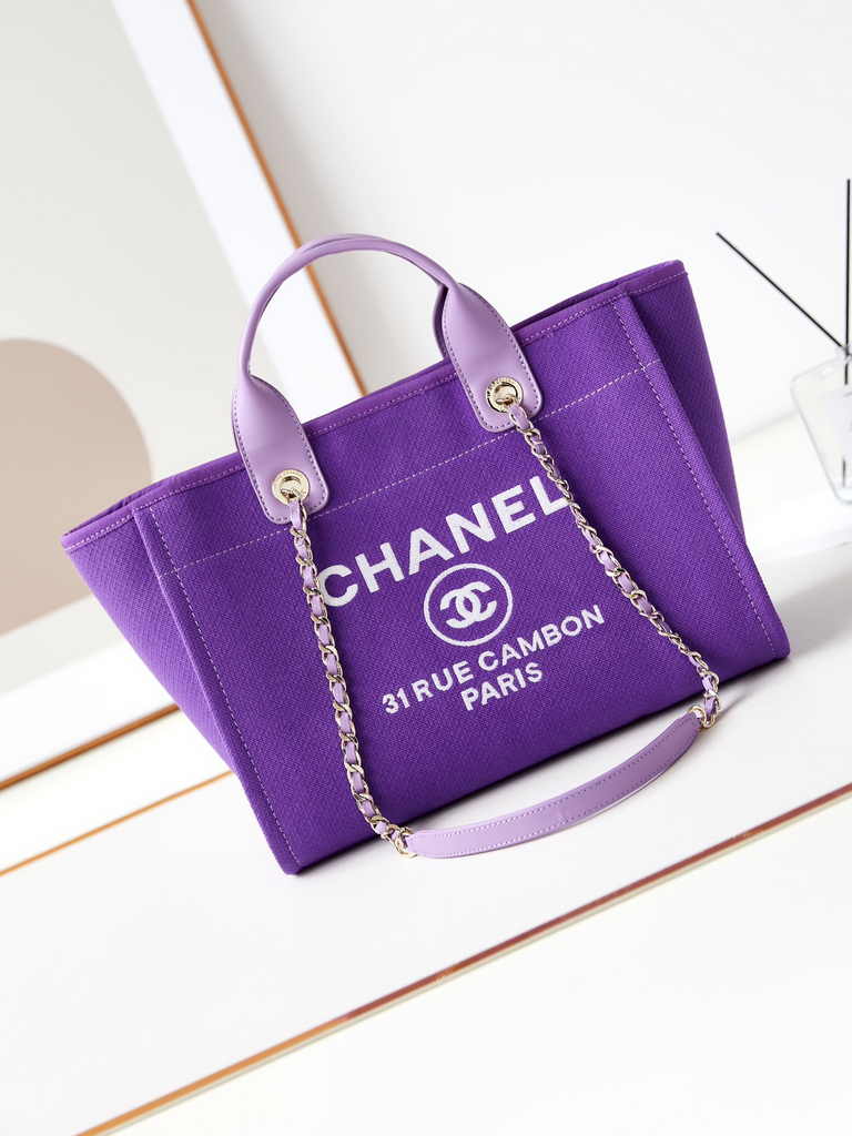 Chanel small shopping bag, AS3257 mixed fibers purple
