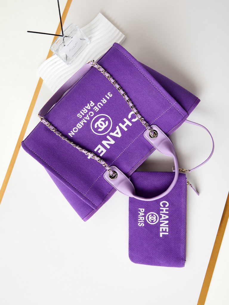 Chanel small shopping bag, AS3257 mixed fibers purple
