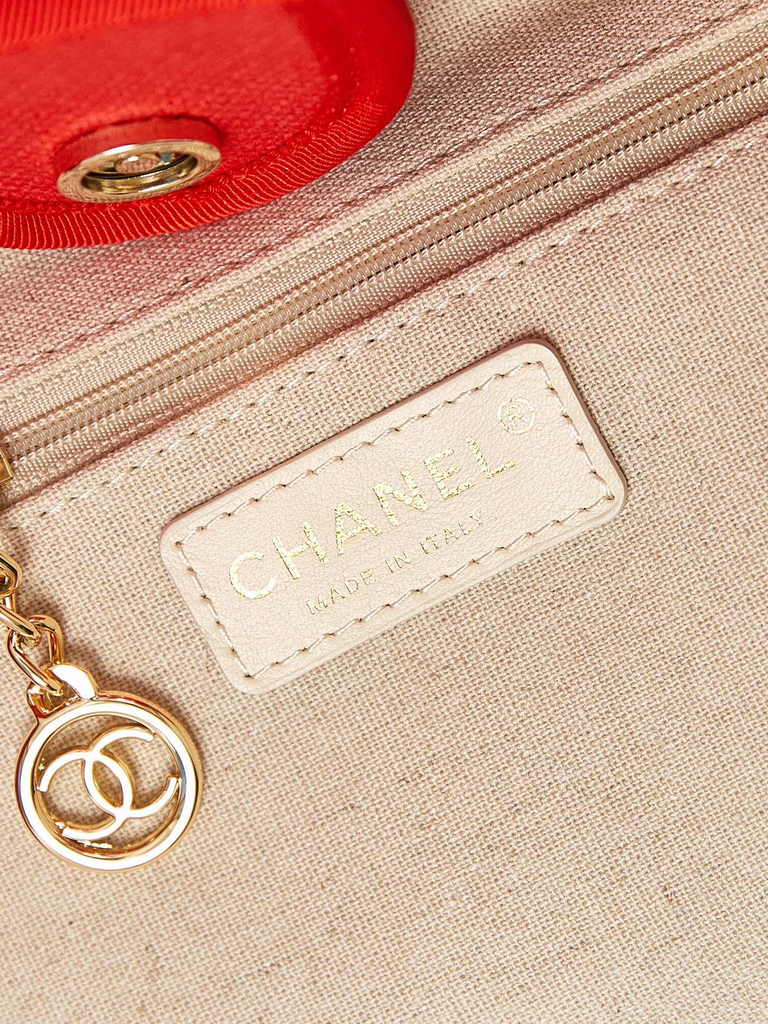 Chanel small shopping bag, AS3257 mixed fibers red