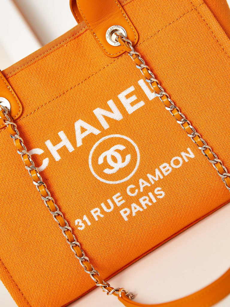 Chanel small shopping bag, AS3257 mixed fibers orange