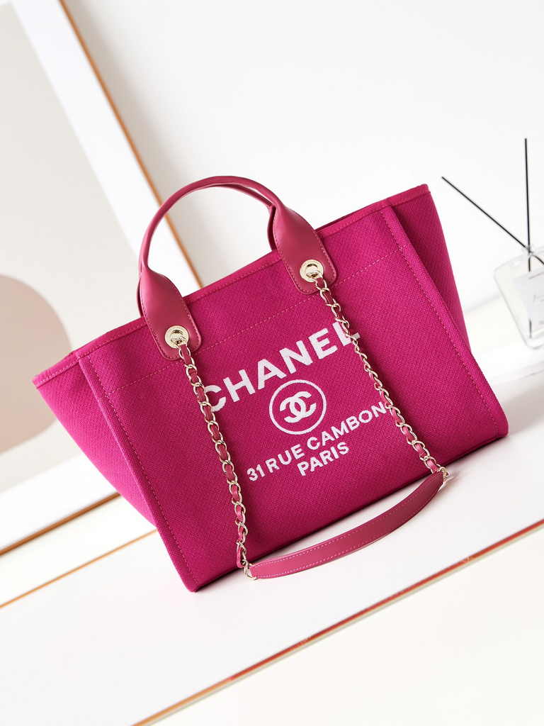 Chanel small shopping bag, AS3257 mixed fibers plum