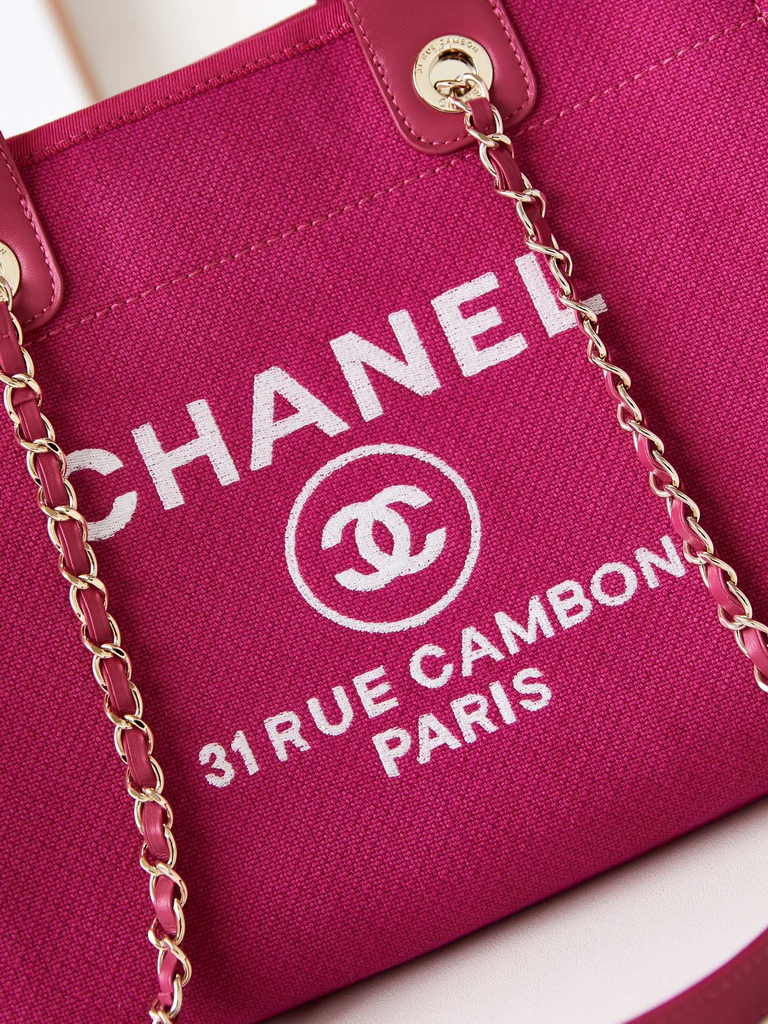 Chanel small shopping bag, AS3257 mixed fibers plum