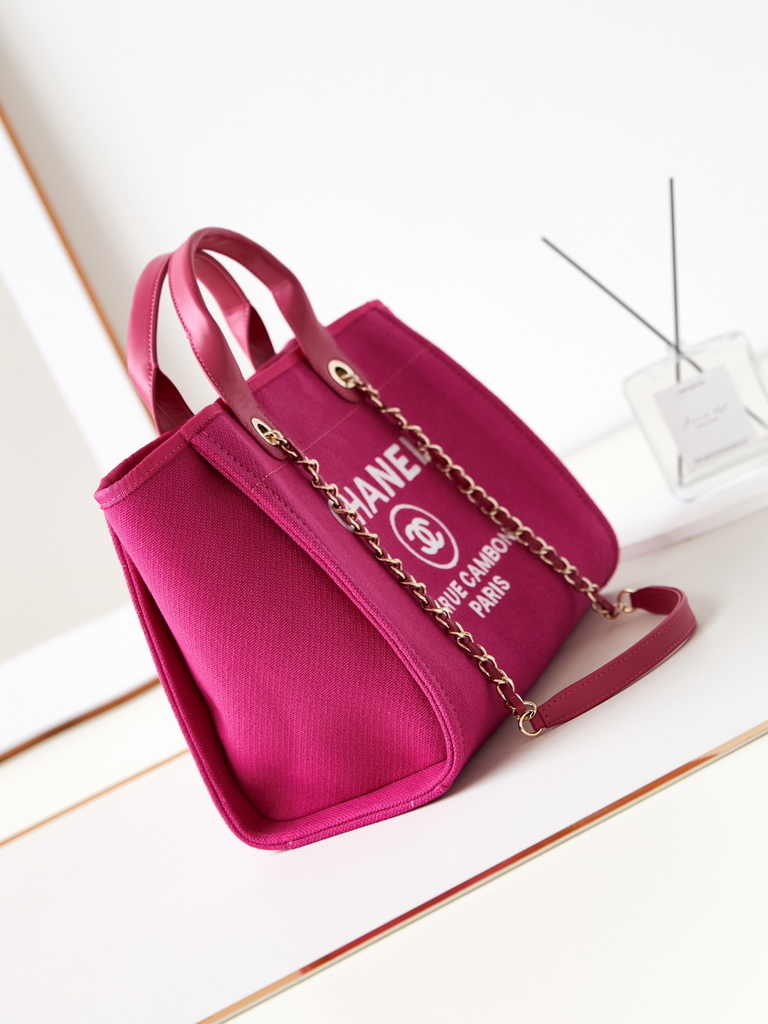Chanel small shopping bag, AS3257 mixed fibers plum