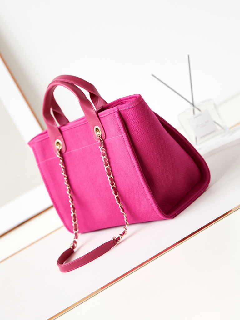 Chanel small shopping bag, AS3257 mixed fibers plum
