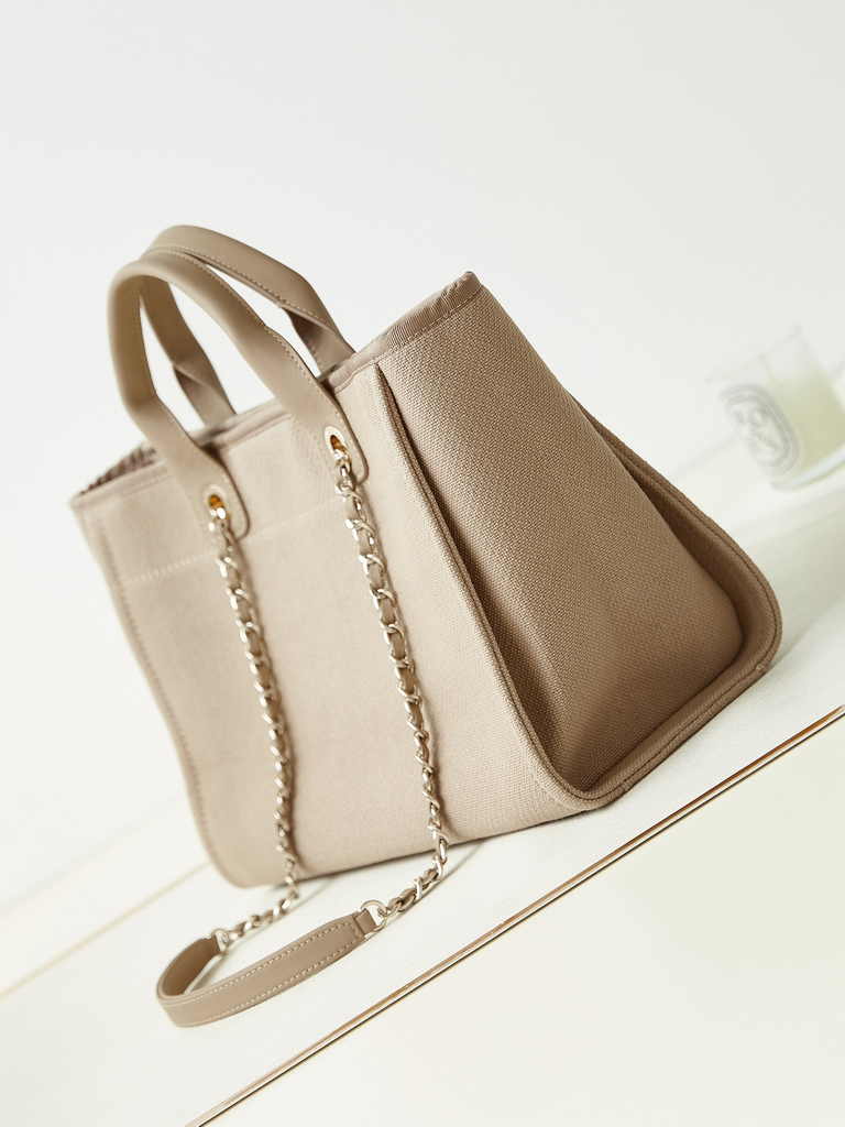 Chanel small shopping bag, AS3257 mixed fibers gray