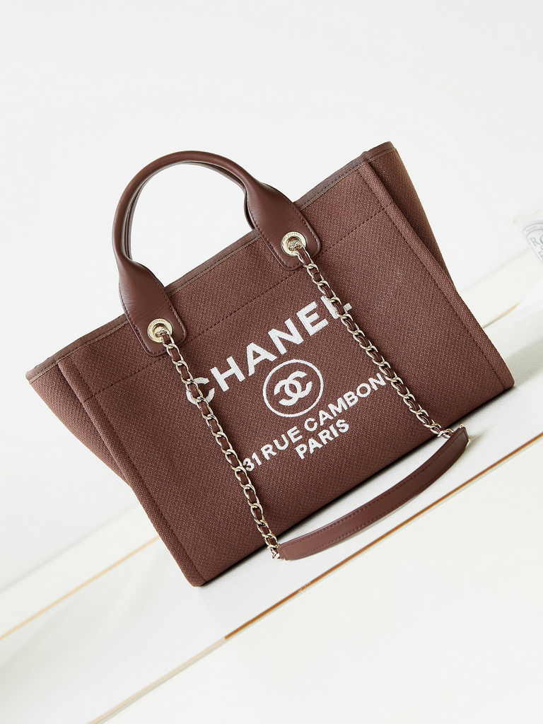 Chanel small shopping bag, AS3257 mixed fibers brown