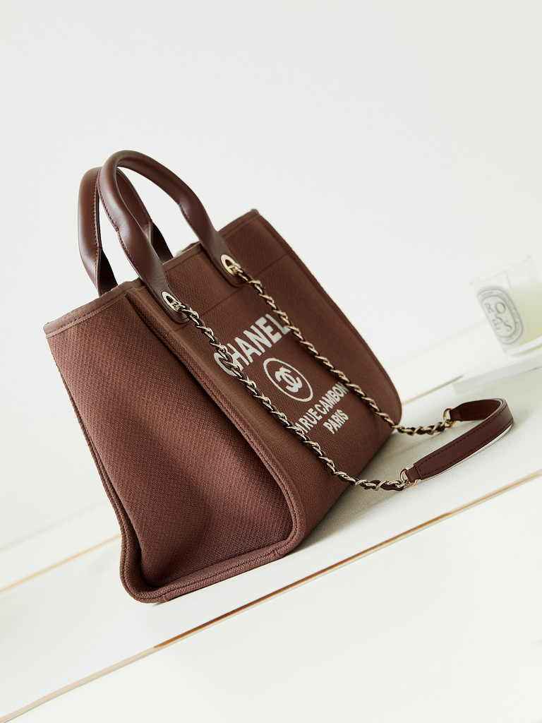 Chanel small shopping bag, AS3257 mixed fibers brown