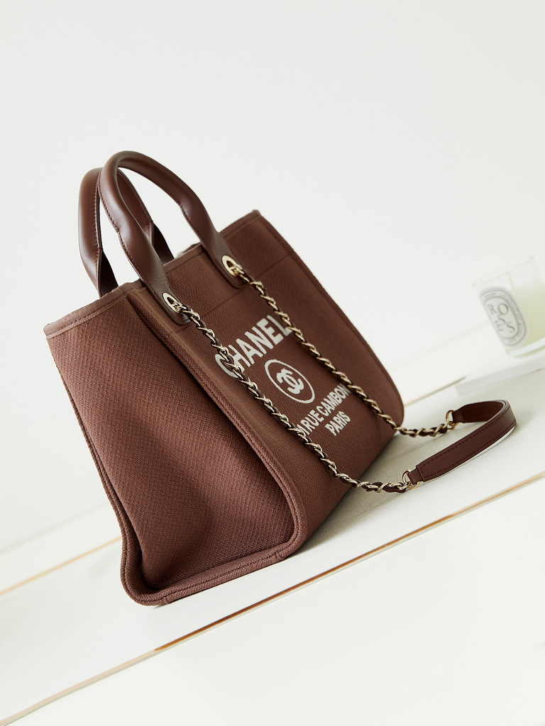 Chanel small shopping bag, AS3257 mixed fibers brown