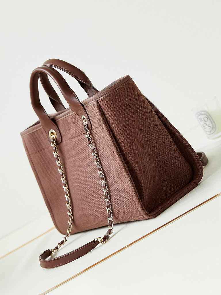 Chanel small shopping bag, AS3257 mixed fibers brown