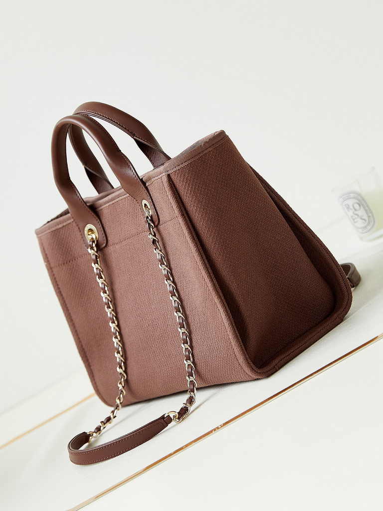 Chanel small shopping bag, AS3257 mixed fibers brown
