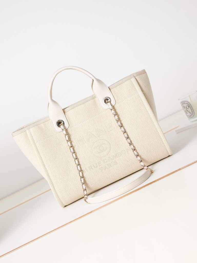 Chanel small shopping bag, AS3257 mixed fibers beige