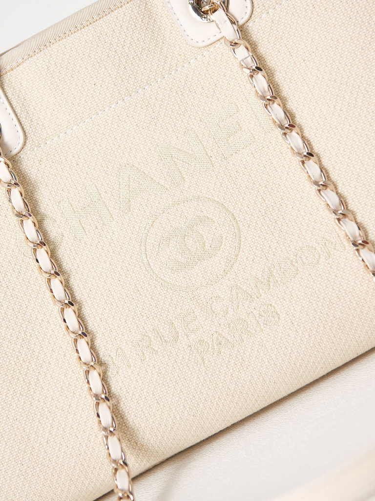 Chanel small shopping bag, AS3257 mixed fibers beige