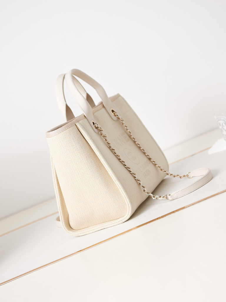 Chanel small shopping bag, AS3257 mixed fibers beige