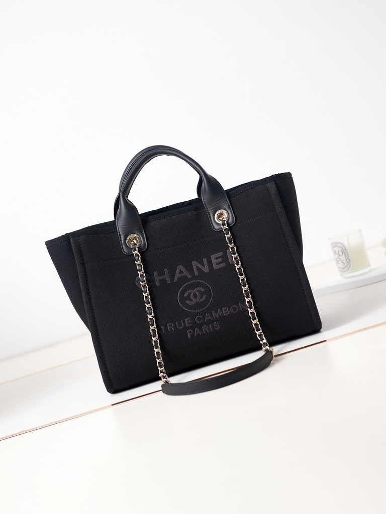 Chanel small shopping bag, AS3257 mixed fibers black