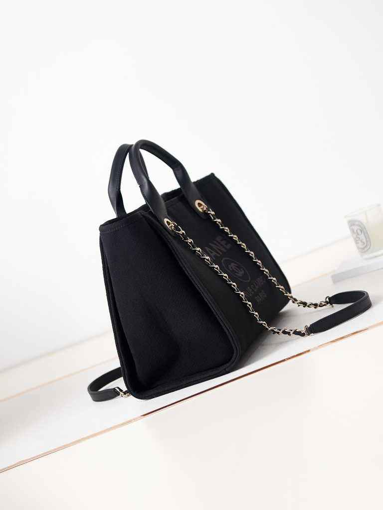 Chanel small shopping bag, AS3257 mixed fibers black