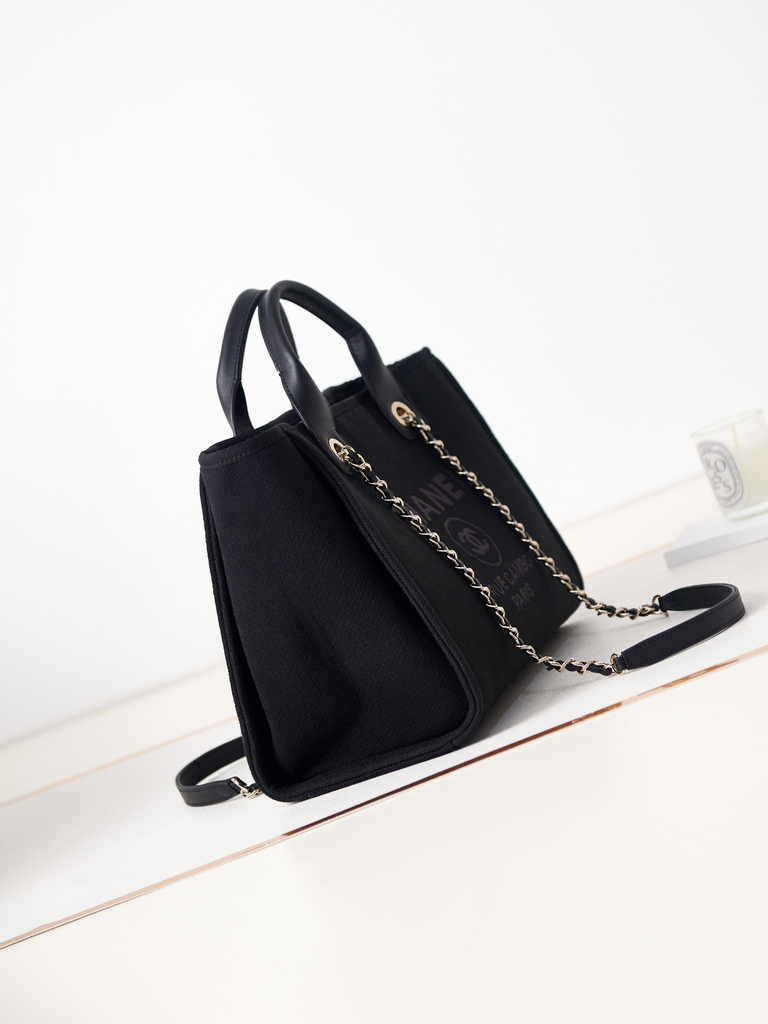 Chanel small shopping bag, AS3257 mixed fibers black