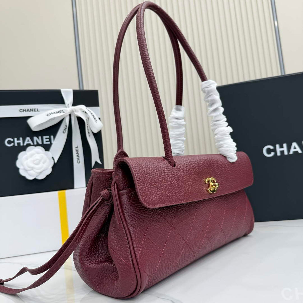 Chanel Small Shopping Tote Bag, AS6288 Red Grained Calfskin
