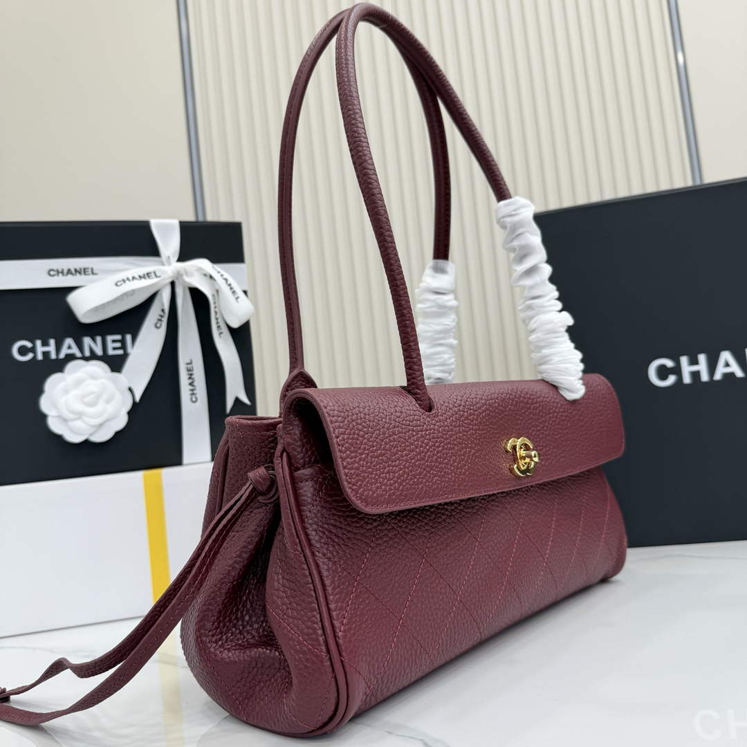 Chanel Small Shopping Tote Bag, AS6288 Red Grained Calfskin