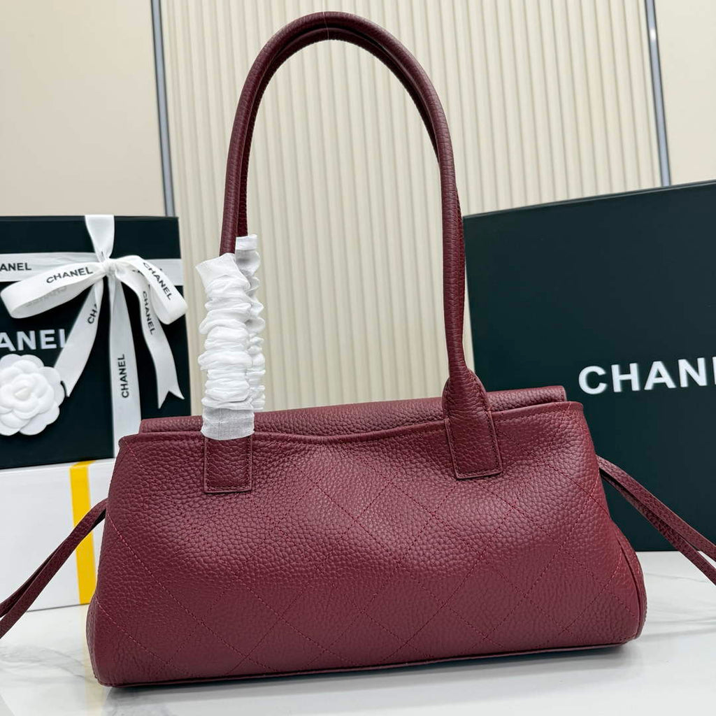 Chanel Small Shopping Tote Bag, AS6288 Red Grained Calfskin