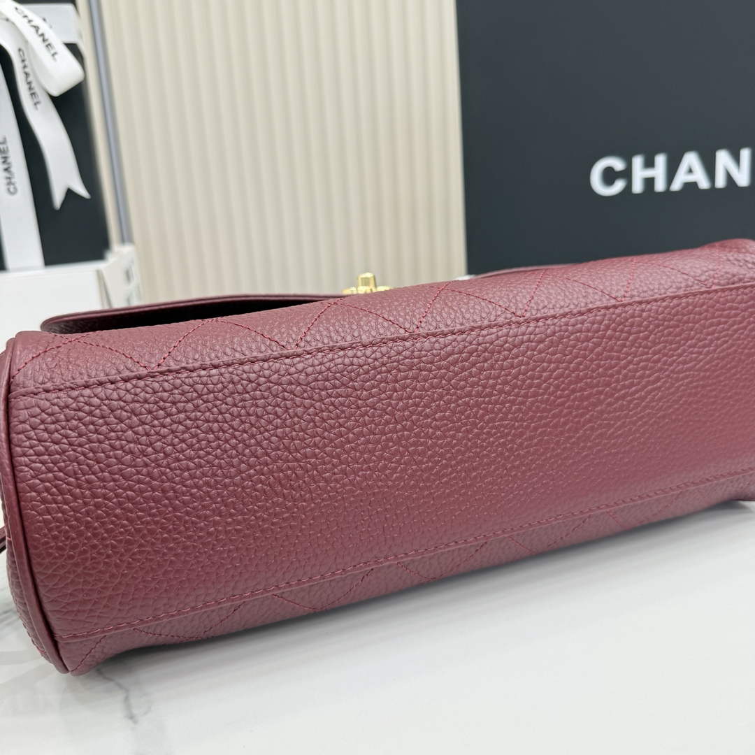Chanel Small Shopping Tote Bag, AS6288 Red Grained Calfskin