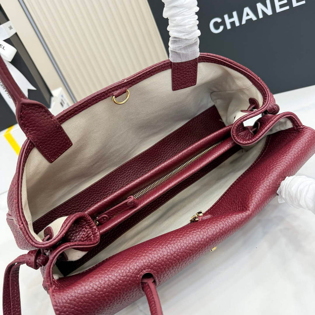 Chanel Small Shopping Tote Bag, AS6288 Red Grained Calfskin