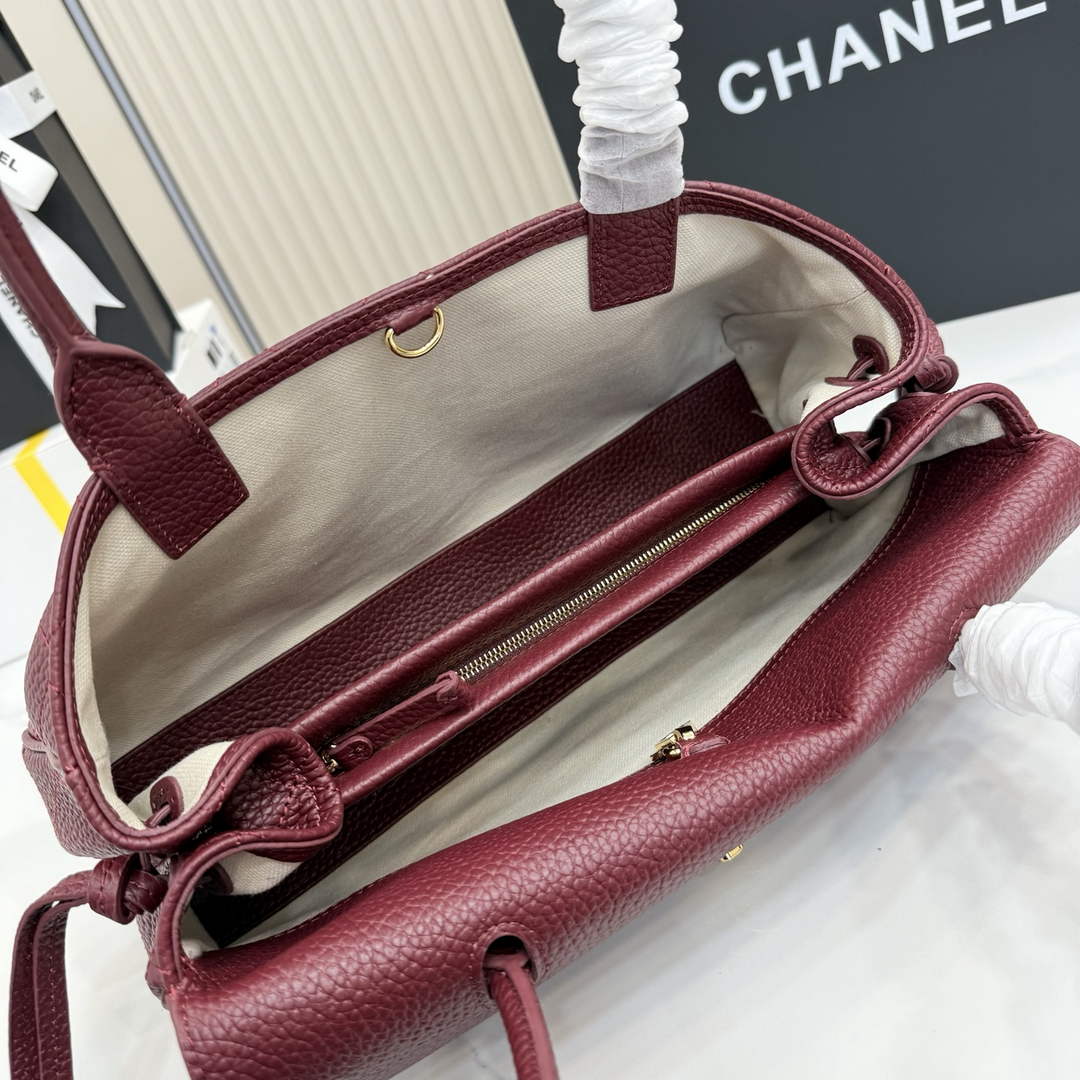 Chanel Small Shopping Tote Bag, AS6288 Red Grained Calfskin