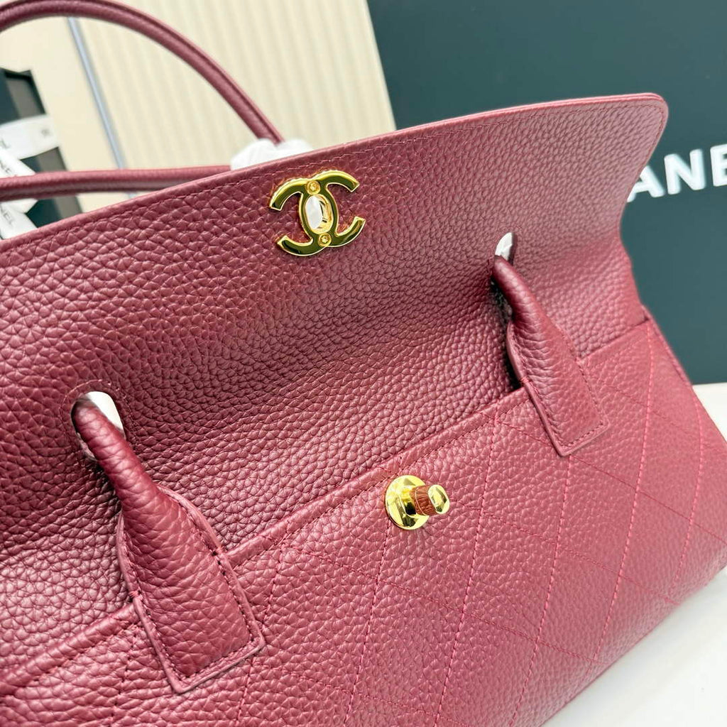 Chanel Small Shopping Tote Bag, AS6288 Red Grained Calfskin
