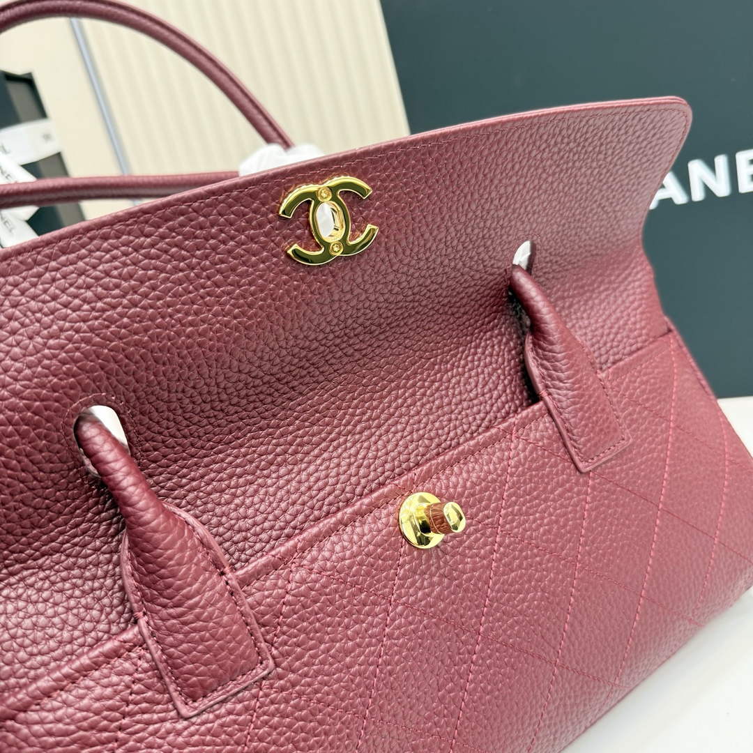 Chanel Small Shopping Tote Bag, AS6288 Red Grained Calfskin
