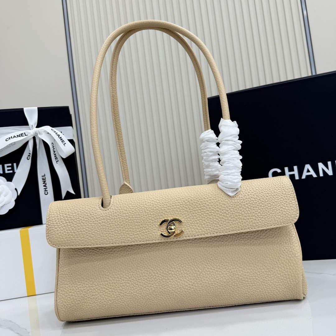 Chanel Small Shopping Tote Bag, AS6288 Apricot Grained Calfskin