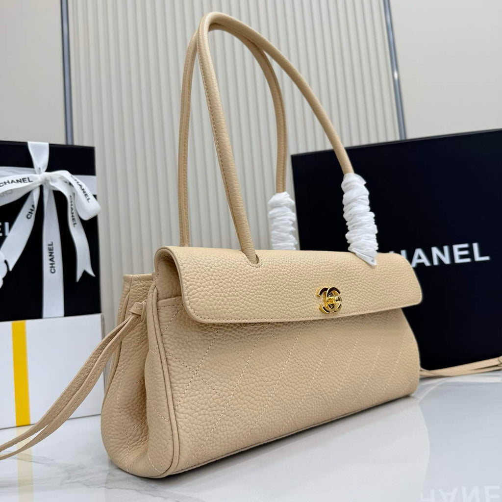 Chanel Small Shopping Tote Bag, AS6288 Apricot Grained Calfskin