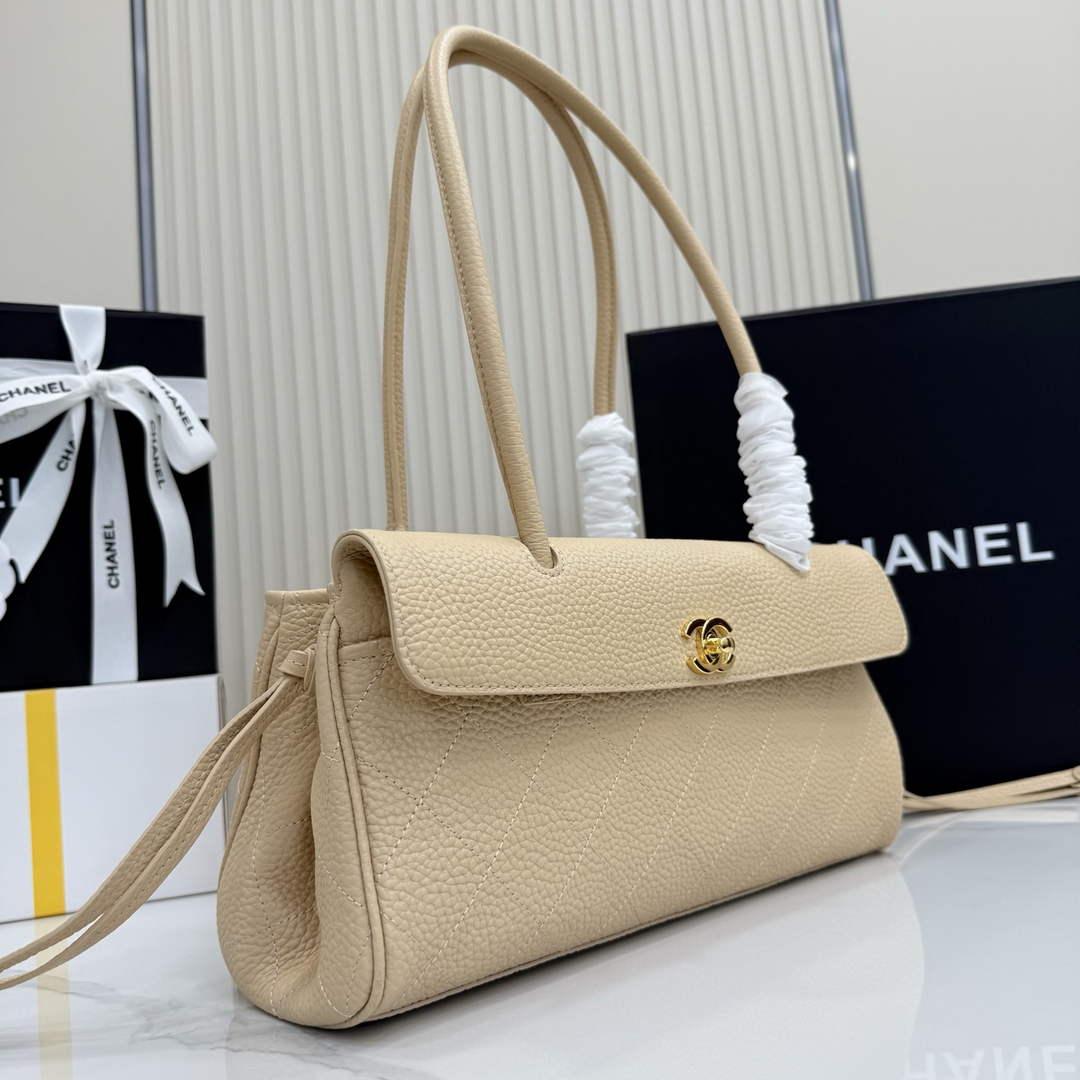 Chanel Small Shopping Tote Bag, AS6288 Apricot Grained Calfskin